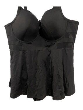 PENNINGTONS Mesh Skirted Swim Dress Black 2XL Plus Size Swimwear Curvy Swim 1pc